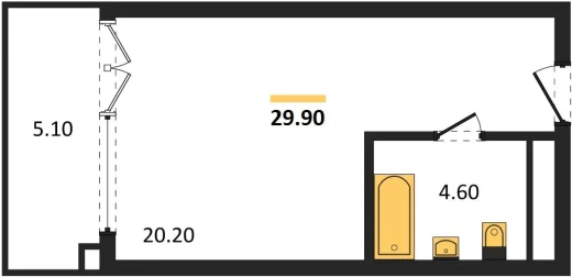 Апартаменты 1-комн. 29.9 кв. м