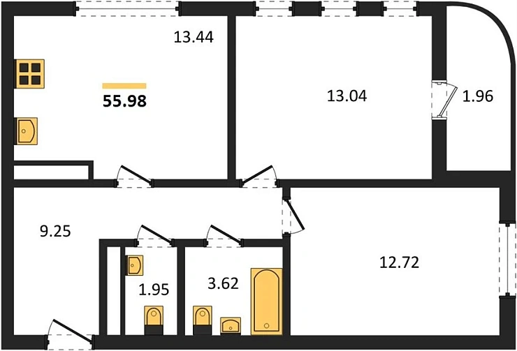Квартира 2-комн. 55.98 кв. м