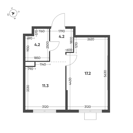 Квартира 1-комн. 36.9 кв. м