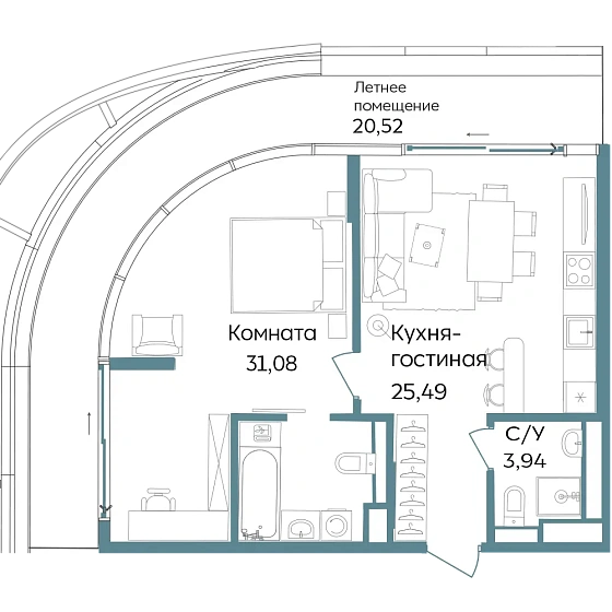 Объект недвижимости 81.03 кв. м