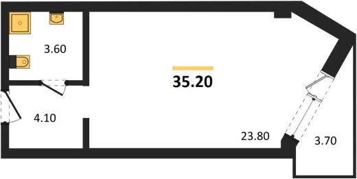 Апартаменты 1-комн. 35.2 кв. м