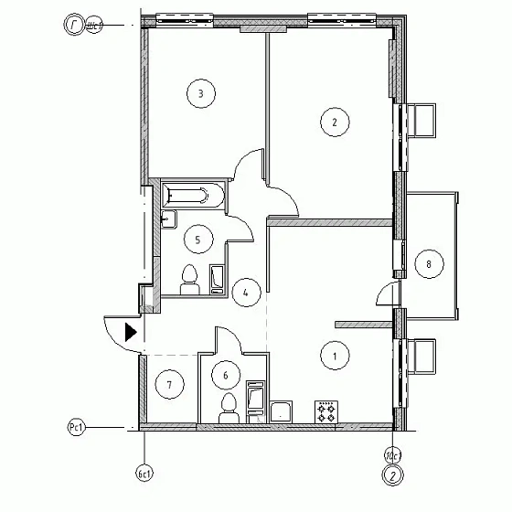 Квартира 2-комн. 63.08 кв. м