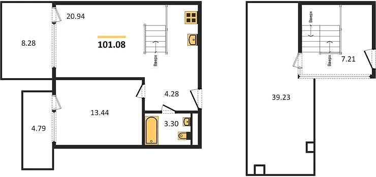 Апартаменты 1-комн. 101.08 кв. м