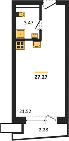 Апартаменты Студия 27.27 кв. м