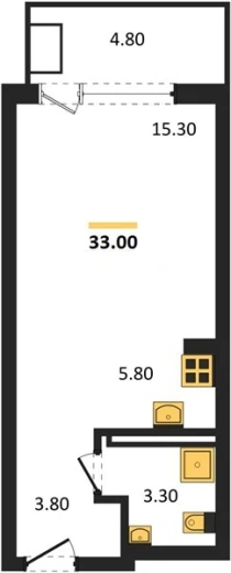Апартаменты Студия 33 кв. м