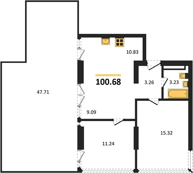 Квартира 3-комн. 100.68 кв. м