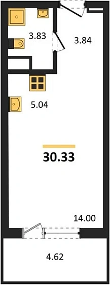 Апартаменты Студия 30.33 кв. м