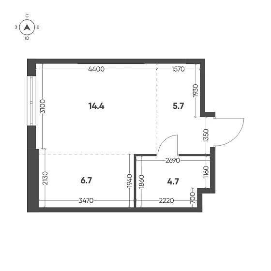 Квартира Студия 31.5 кв. м