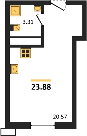 Квартира Студия 23.88 кв. м