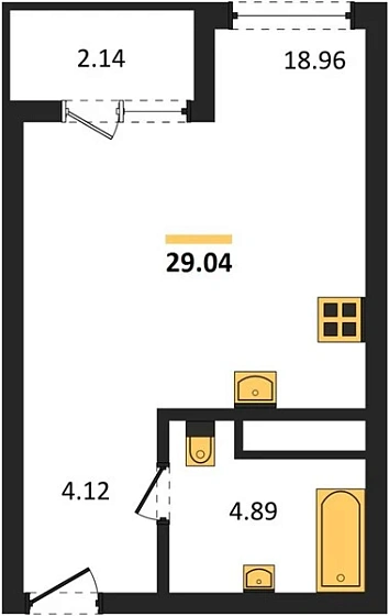 Квартира Студия 29.04 кв. м