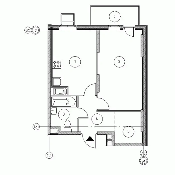 Квартира 1-комн. 42.36 кв. м