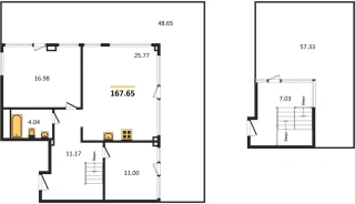 Апартаменты 2-комн. 167.65 кв. м
