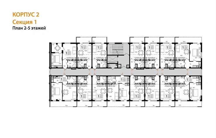 Апартаменты 1-комн. 39 кв. м