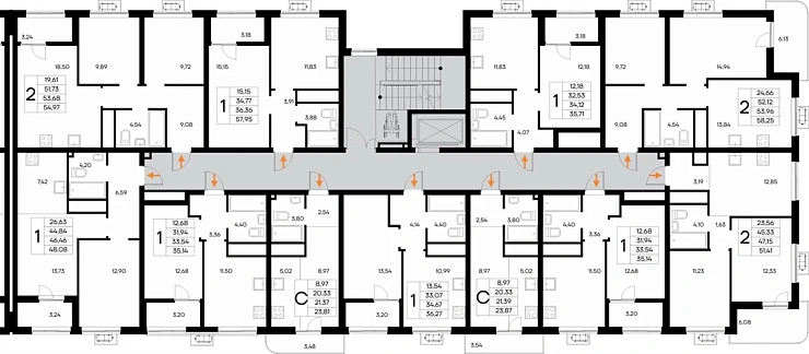 Квартира 2-комн. 54.97 кв. м