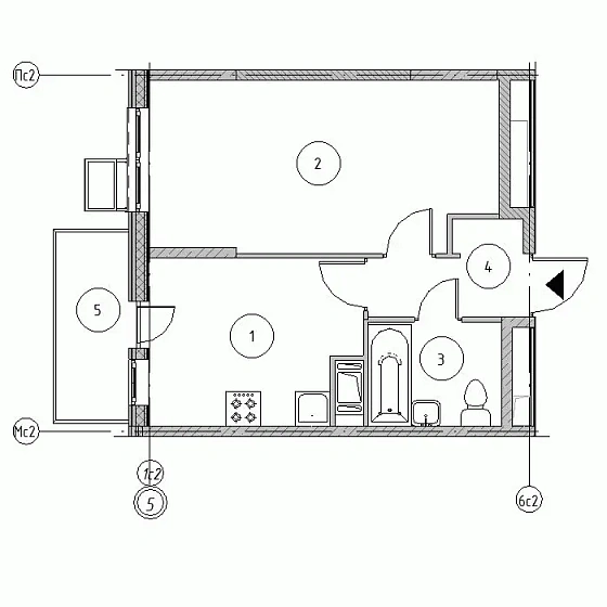 Квартира 1-комн. 36.31 кв. м
