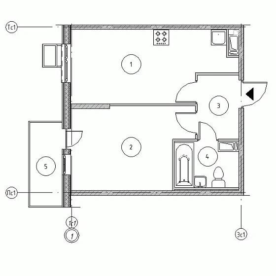Квартира 1-комн. 39.92 кв. м