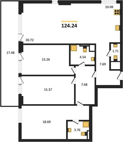 Квартира 4-комн. 124.24 кв. м
