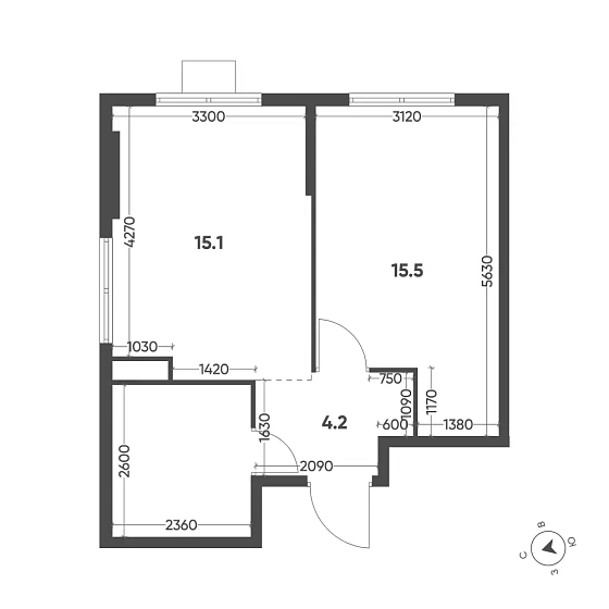 Квартира 1-комн. 40.9 кв. м