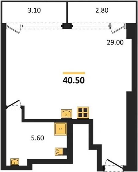 Апартаменты Студия 40.5 кв. м