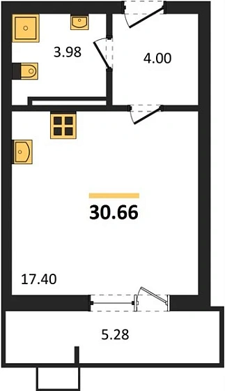 Квартира Студия 30.66 кв. м