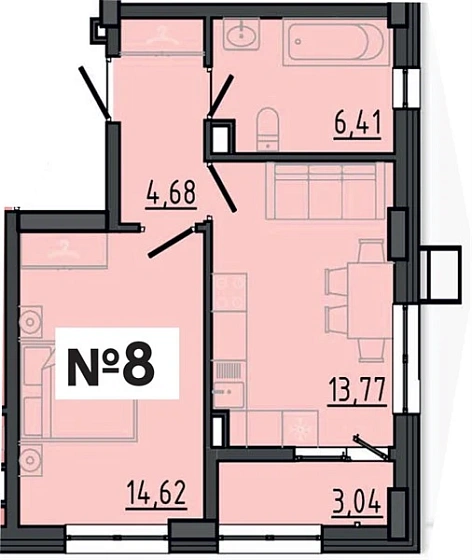 Квартира 1-комн. 41 кв. м