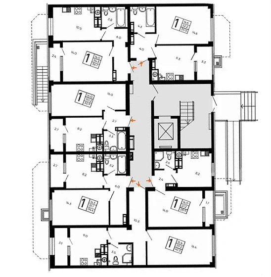Квартира 1-комн. 32.9 кв. м