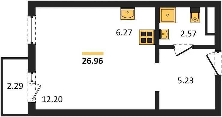 Квартира Студия 26.96 кв. м