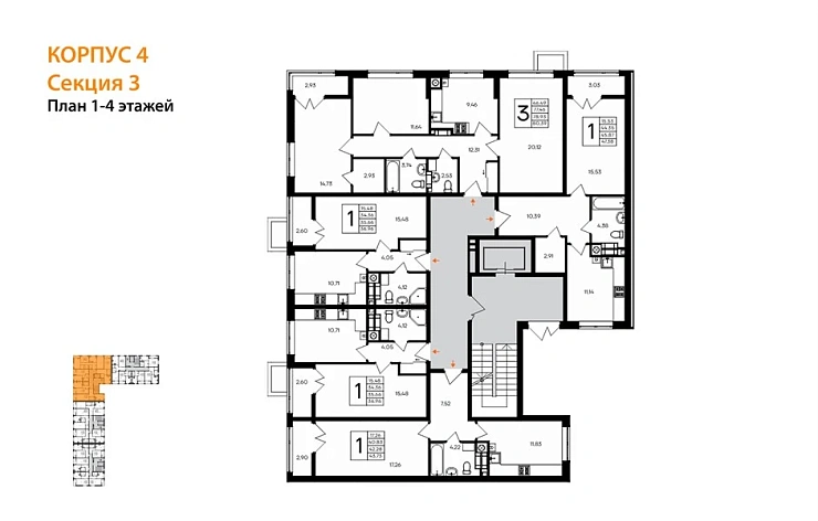 Квартира 3-комн. 80.39 кв. м