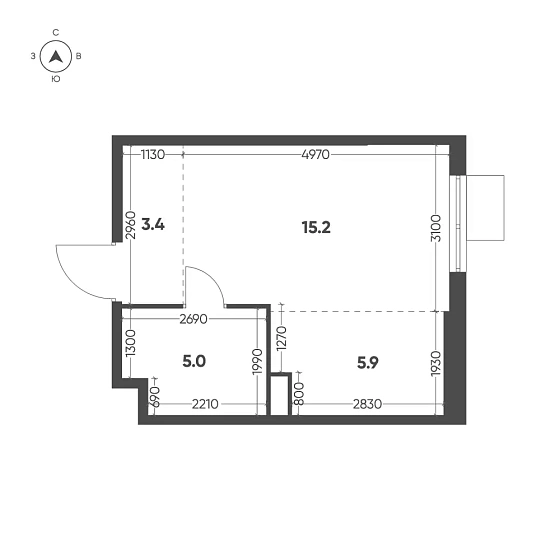 Квартира Студия 29.5 кв. м