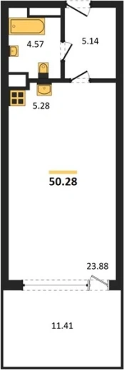 Апартаменты Студия 50.28 кв. м
