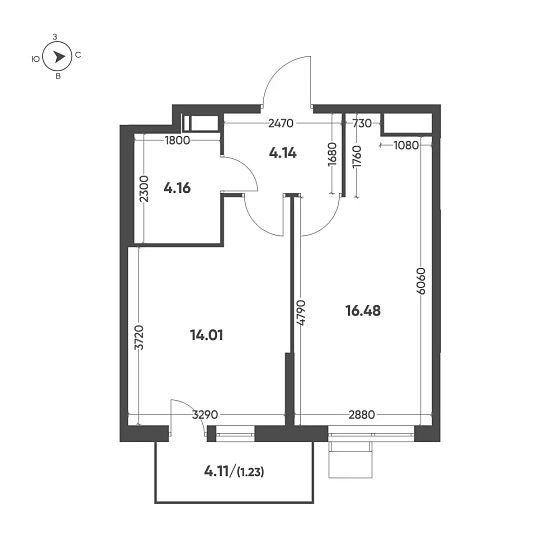 Квартира 1-комн. 40.03 кв. м