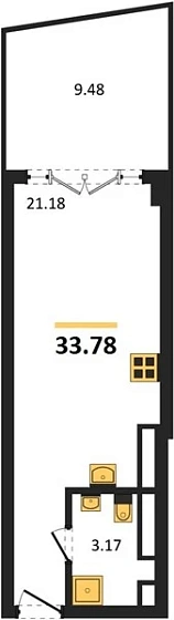 Апартаменты Студия 33.78 кв. м