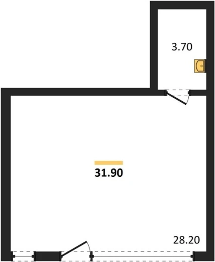 Квартира 1-комн. 31.9 кв. м