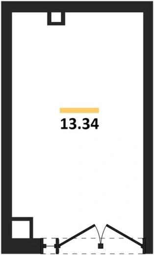 Квартира 1-комн. 13.34 кв. м