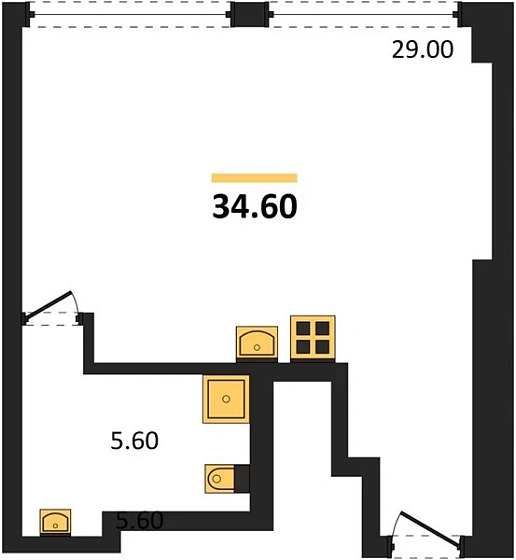 Апартаменты Студия 34.6 кв. м