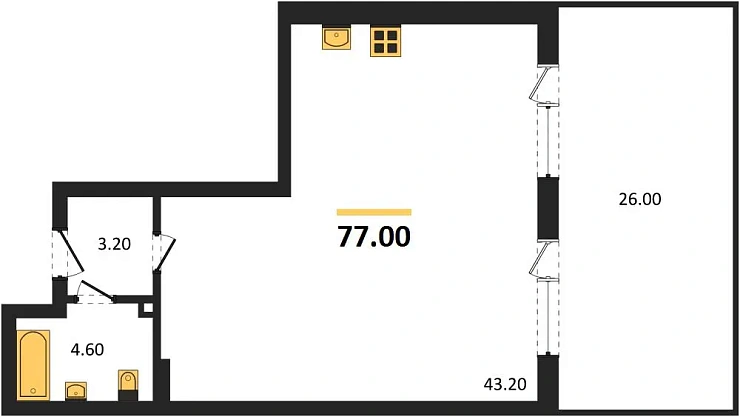 Апартаменты Студия 77 кв. м