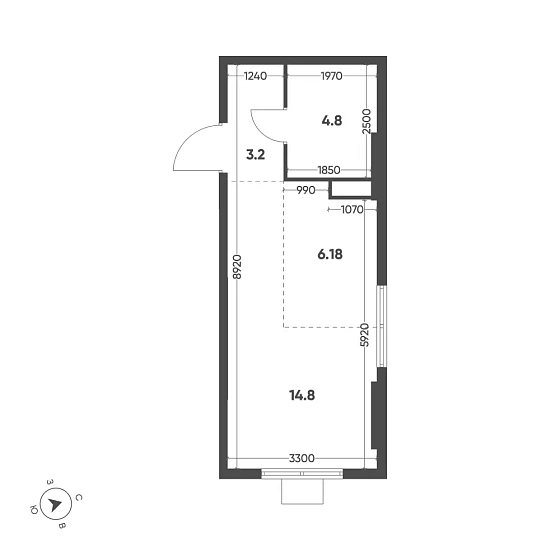 Квартира Студия 28.3 кв. м
