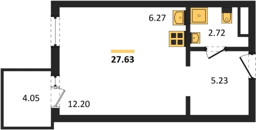 Квартира Студия 27.63 кв. м