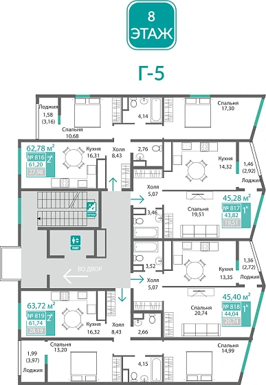 Квартира 1-комн. 44.04 кв.м