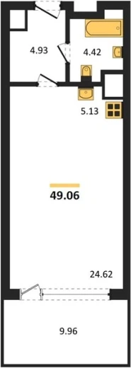 Апартаменты Студия 49.06 кв. м