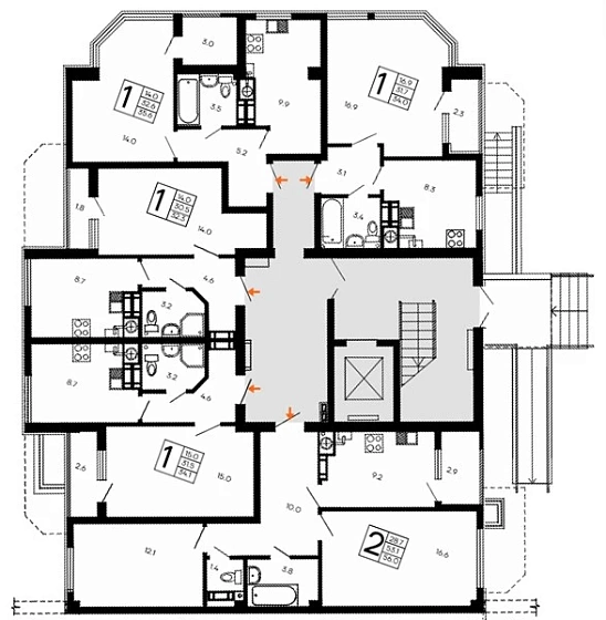 Квартира 1-комн. 34.1 кв. м