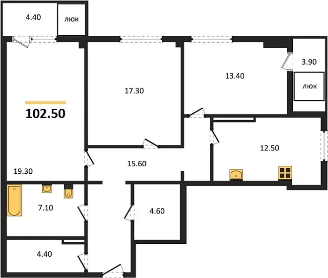 Квартира 3-комн. 102.5 кв. м