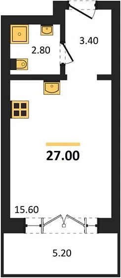Апартаменты Студия 27 кв. м