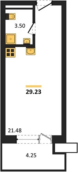 Апартаменты Студия 29.23 кв. м