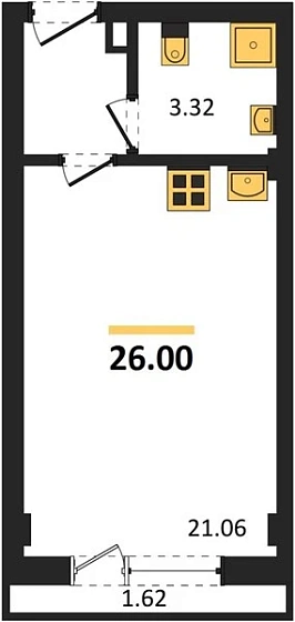 Апартаменты 1-комн. 26 кв. м