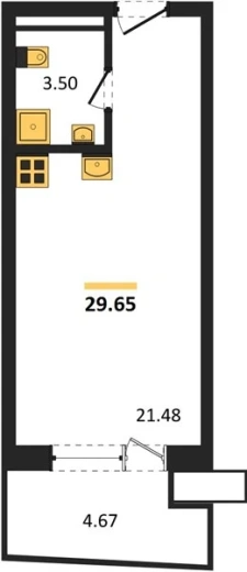 Апартаменты Студия 29.65 кв. м
