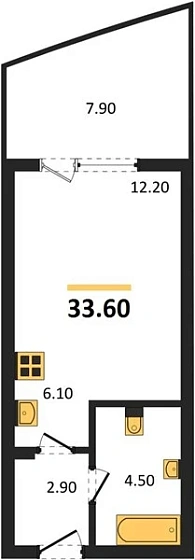 Квартира Студия 33.6 кв. м