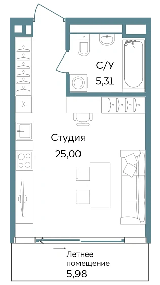 Объект недвижимости 36.29 кв. м