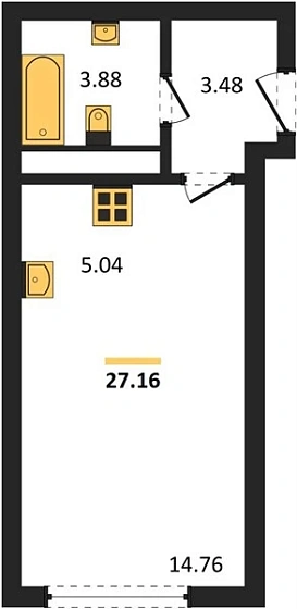 Квартира Студия 27.16 кв. м