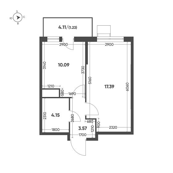 Квартира 1-комн. 36.31 кв. м